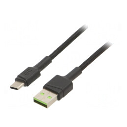 Cablu USB 2.0 USB A la USB C 2m Negru Textilă 480Mbps | Electronic-mag.ro | Componente Electronice