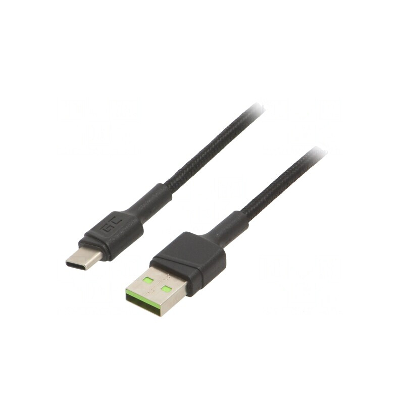 Cablu USB 2.0 USB A la USB C 2m Negru Textilă 480Mbps | Electronic-mag.ro | Componente Electronice