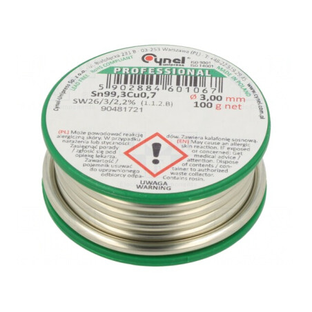 Sârmă de lipit fără plumb 3mm 100g 227°C | Electronic-mag.ro | Componente Electronice