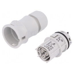 Mufă Circulară RST Mamă 3 PIN Argintat 20A 250V Gri | Electronic-mag.ro | Componente Electronice
