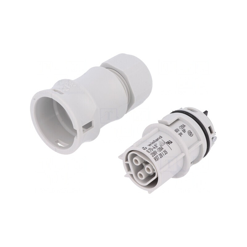 Mufă Circulară RST Mamă 3 PIN Argintat 20A 250V Gri | Electronic-mag.ro | Componente Electronice