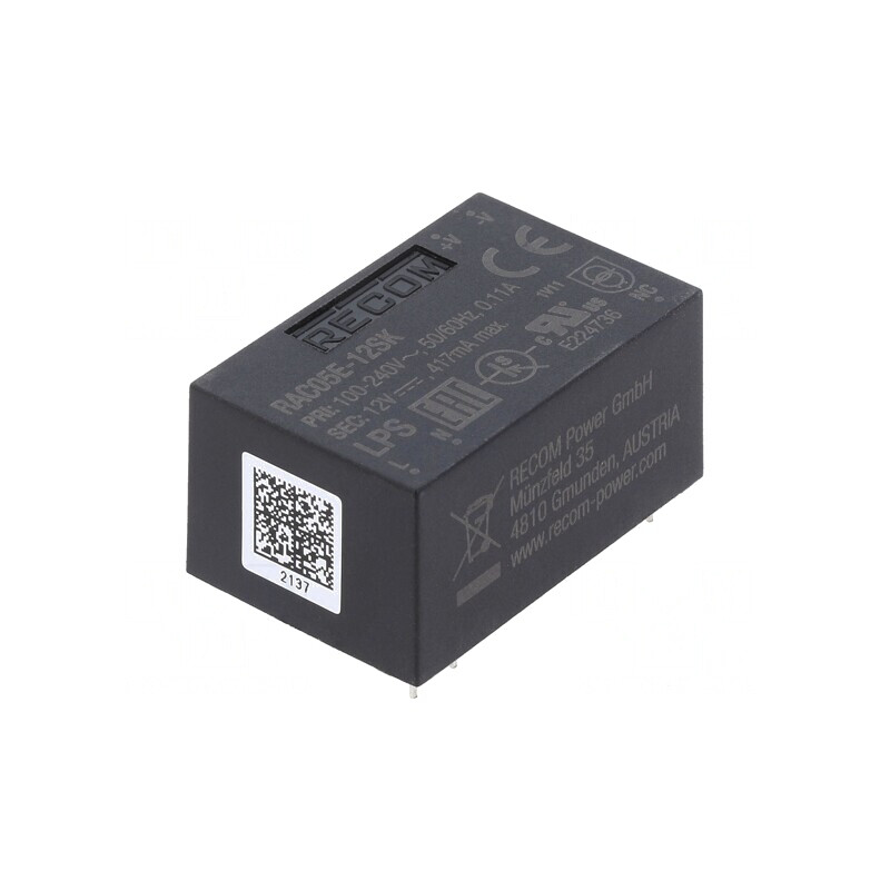 Convertor AC/DC 12V 5W | Electronic-mag.ro | Componente Electronice Convertor AC/DC 12V 5W | Electronic-mag.ro | Componente Electronice