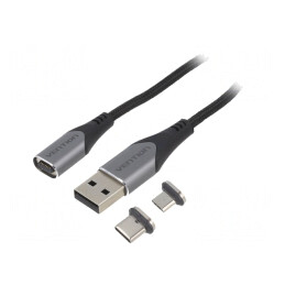 Cablu Magnetic USB 2.0 0.5m Negru