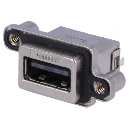 Soclu USB A pentru montare pe panou THT drept | Electronic-mag.ro | Componente Electronice