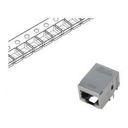 Soclu RJ45 ecranat cu transformator de separare PIN 8 | Electronic-mag.ro | Componente Electronice
