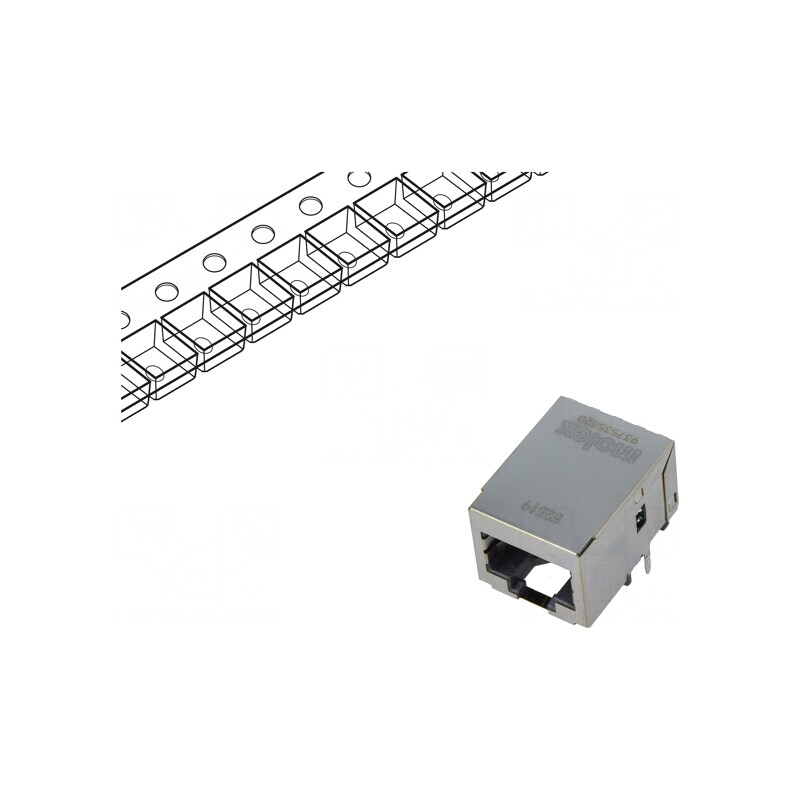 Soclu RJ45 ecranat cu transformator de separare PIN 8 | Electronic-mag.ro | Componente Electronice