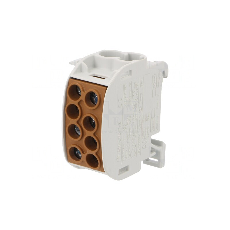 Bloc de distribuție maro 35mm2 1 pistă 4 borne | Electronic-mag.ro | Componente Electronice