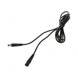 Cablu; 1x0,5mm2; DC 5,5/2,1 mufă,DC 5,5/2,1 soclu; drept; negru