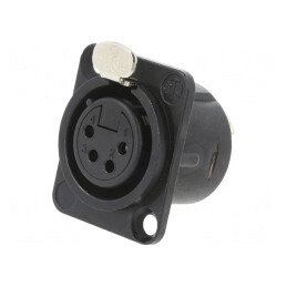 Soclu XLR Mamă 4 Pin cu Buton Neagră 10A | Electronic-mag.ro | Componente Electronice