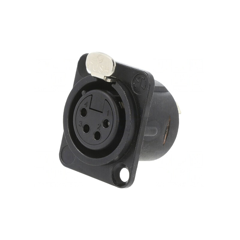 Soclu XLR Mamă 4 Pin cu Buton Neagră 10A | Electronic-mag.ro | Componente Electronice