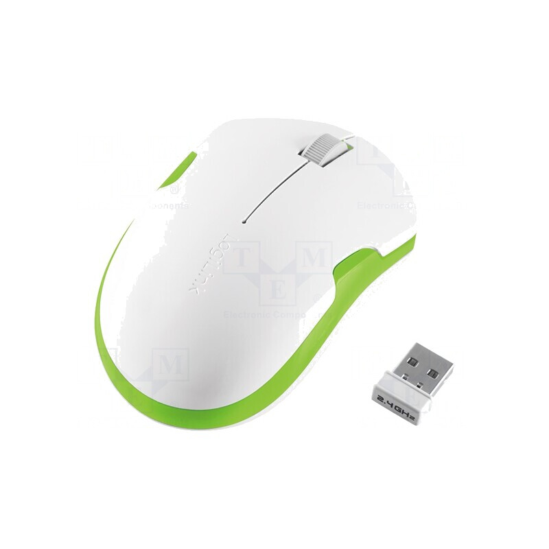 Mouse optic fără fir USB alb-verde 3 butoane | Electronic-mag.ro | Componente Electronice