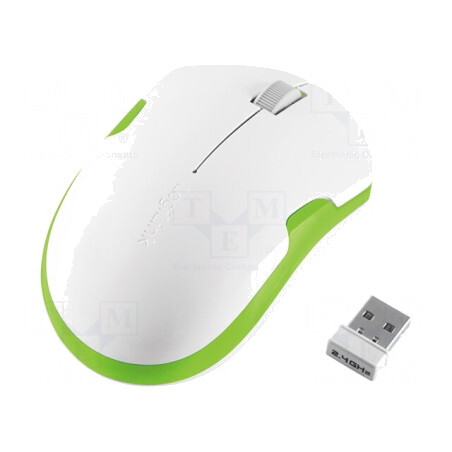 Mouse optic fără fir USB alb-verde 3 butoane | Electronic-mag.ro | Componente Electronice