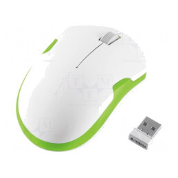 Mouse optic fără fir USB alb-verde 3 butoane | Electronic-mag.ro | Componente Electronice