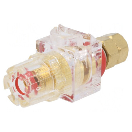 Soclu Banană 3mm 60A Roșie Transparentă Aurită 20mΩ | Electronic-mag.ro | Componente Electronice