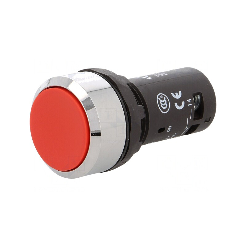 Comutator apăsare 22mm 1 NO roșu | Electronic-mag.ro | Componente Electronice