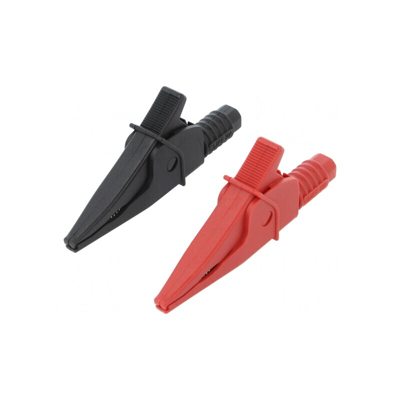 Borne crocodil 20A 39mm 1kV negru/roșu | Electronic-mag.ro | Componente Electronice
