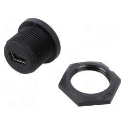 Soclu USB B Mini Montare Panou Înșurubare THT Drept | Electronic-mag.ro | Componente Electronice