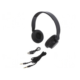 Căști fără fir cu microfon negru USB și Jack 3.5mm | Electronic-mag.ro | Componente Electronice