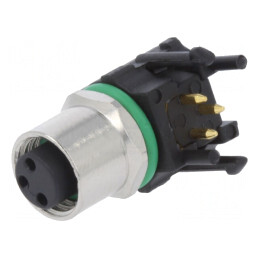 Conector M8 Mamă 3 Pin 90° Montare Panou 3A | Electronic-mag.ro | Componente Electronice