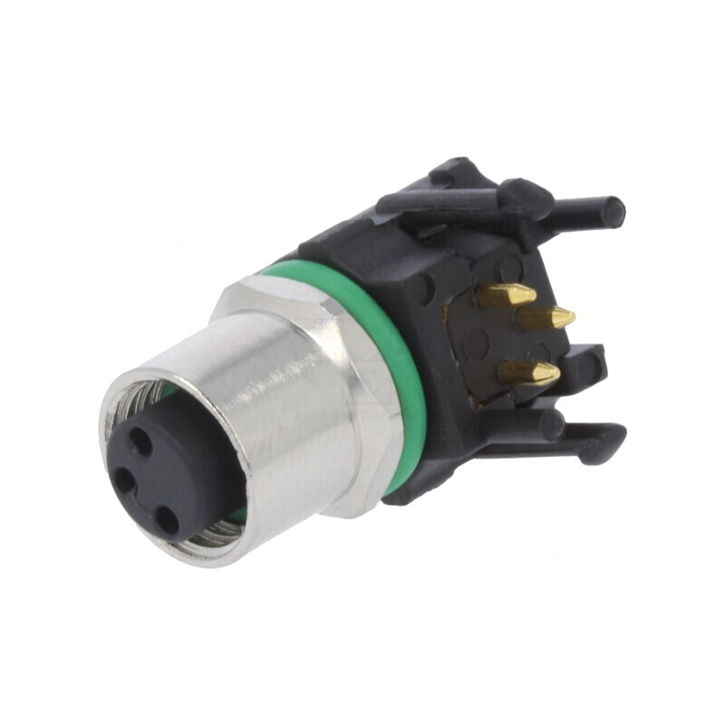 Conector M8 Mamă 3 Pin 90° Montare Panou 3A | Electronic-mag.ro | Componente Electronice