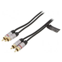 Cablu RCA dublu 1,5m aurit negru | Electronic-mag.ro | Componente Electronice