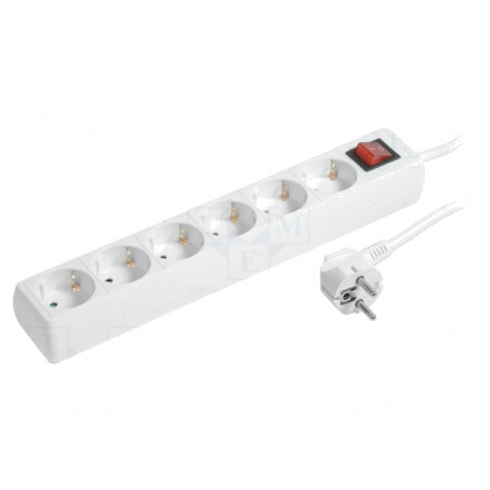Prelungitor 6 Prize 230V 16A Alb | Electronic-mag.ro | Componente Electronice