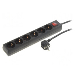 Prelungitor 6 Prize 230V 16A Negru | Electronic-mag.ro | Componente Electronice