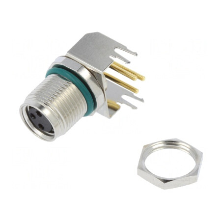 Conector M8 Mamă 3 PIN 90° PCB 4A IP68 | Electronic-mag.ro | Componente Electronice