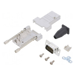 Conector D-Sub 9 pini tată pentru cablu - alb - set complet | Electronic-mag.ro | Componente Electronice