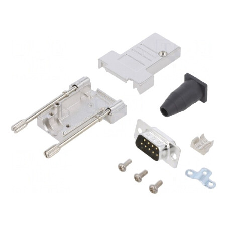 Conector D-Sub 9 pini tată pentru cablu - alb - set complet | Electronic-mag.ro | Componente Electronice