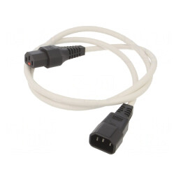 Cablu Alb IEC C13 Mamă la IEC C14 Tată cu Blocare 1m