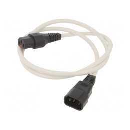 Cablu Alb IEC C13 Mamă la IEC C14 Tată cu Blocare 1m | Electronic-mag.ro | Componente Electronice