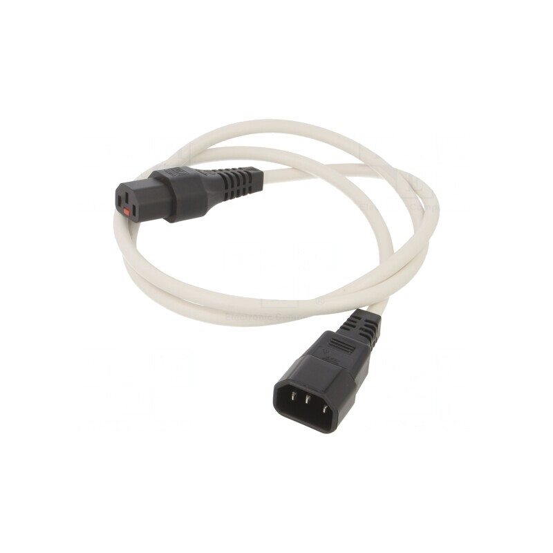Cablu Alb IEC C13 Mamă la IEC C14 Tată cu Blocare 1m | Electronic-mag.ro | Componente Electronice