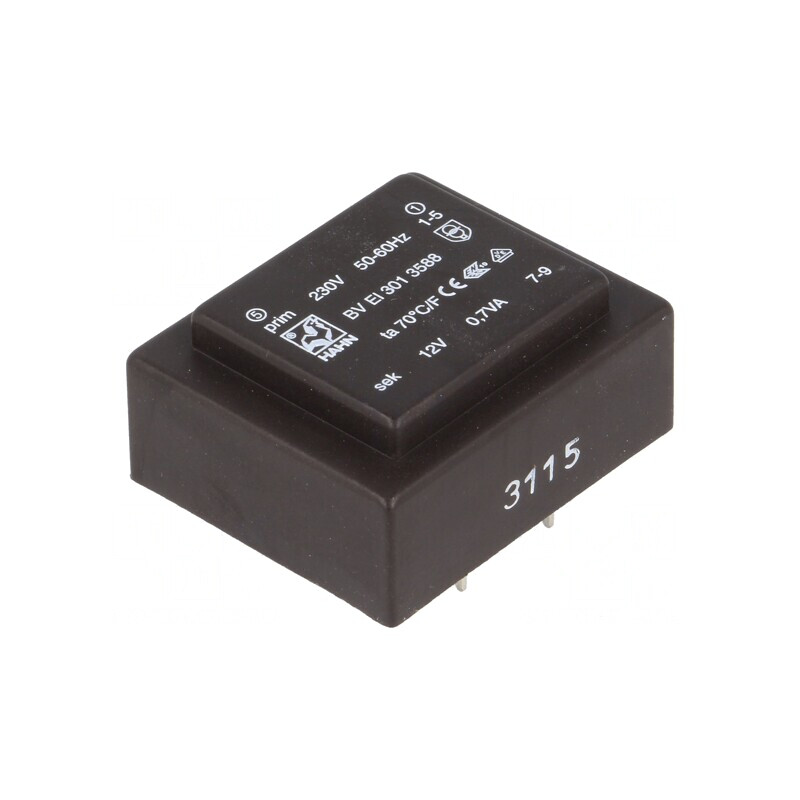 Transformator încapsulat 0,7VA 230V 12V PCB | Electronic-mag.ro | Componente Electronice