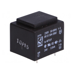 Transformator Încapsulat 2,6VA 230VAC 24V 108mA PCB | Electronic-mag.ro | Componente Electronice