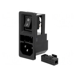 Conector Alimentare AC Tată 10A 250VAC IEC 60320 | Electronic-mag.ro | Componente Electronice