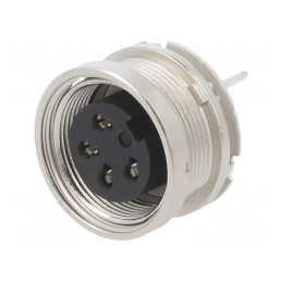 Conector M16 Mamă THT 4 PIN 6A 150V IP40 | Electronic-mag.ro | Componente Electronice