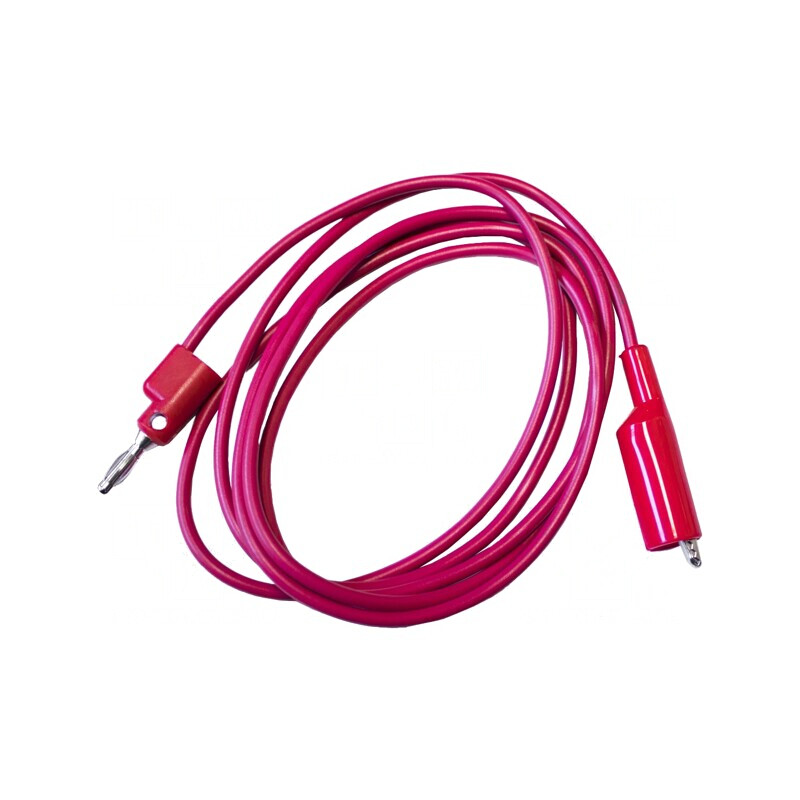 Cablu măsurare 10A mufă banană 4 mm clemă crocodil roșie | Electronic-mag.ro | Componente Electronice