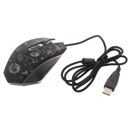 Mouse optic negru USB cu 6 butoane și cablu 1,35m | Electronic-mag.ro | Componente Electronice