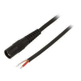 Cablu; 1x1mm2; cabluri,DC 5,5/2,1 soclu; drept; negru; 5m