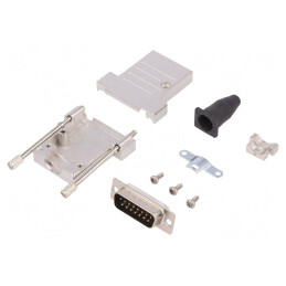 Conector D-Sub 15 PIN Mufă Tată Lipire pe Cablu Neagră | Electronic-mag.ro | Componente Electronice
