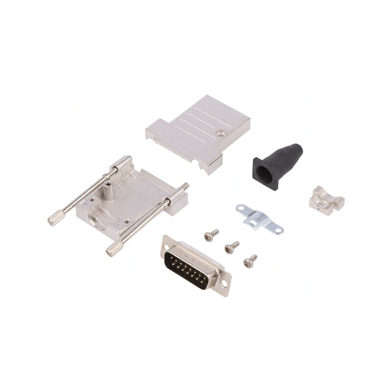 Conector D-Sub 15 PIN Mufă Tată Lipire pe Cablu Neagră | Electronic-mag.ro | Componente Electronice