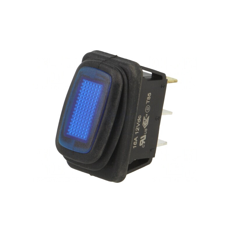 Comutator Rocker SPST ON-OFF 16A/12VDC Albastru IP65 | Electronic-mag.ro | Componente Electronice