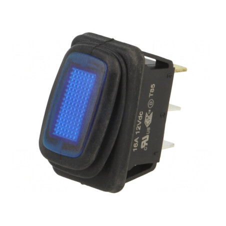 Comutator Rocker SPST ON-OFF 16A/12VDC Albastru IP65 | Electronic-mag.ro | Componente Electronice