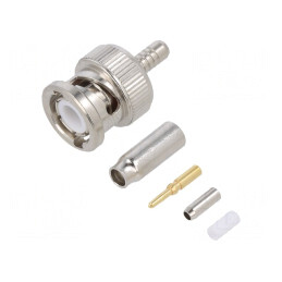 Mufă BNC Tată 50Ω Crimpat PTFE Aurit | Electronic-mag.ro | Componente Electronice