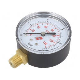 Manometru 0-10 bar pentru lichide și gaze inerte 63mm | Electronic-mag.ro | Componente Electronice