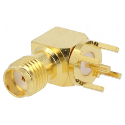 Soclu SMA Mamă Unghi PCB Aurit 50Ω THT | Electronic-mag.ro | Componente Electronice
