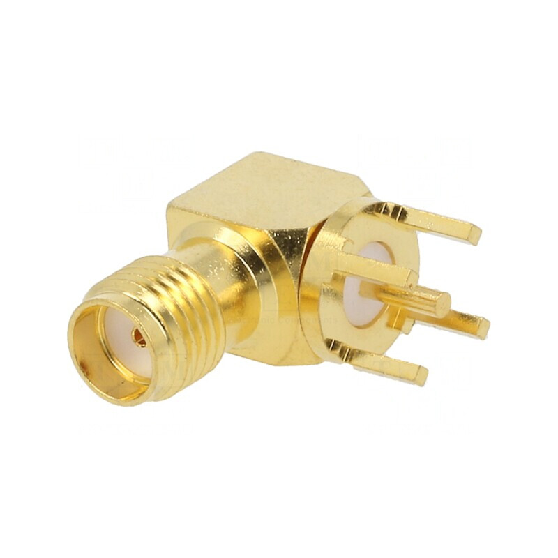 Soclu SMA Mamă Unghi PCB Aurit 50Ω THT | Electronic-mag.ro | Componente Electronice