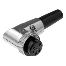Mufă; pentru microfoane; mamă; PIN: 6; pe cablu; în unghi 90°; 6mm