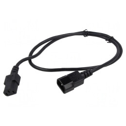 Cablu Alimentare IEC C13 Mamă la IEC C14 Tată 1m Negru 3x1mm2 | Electronic-mag.ro | Componente Electronice